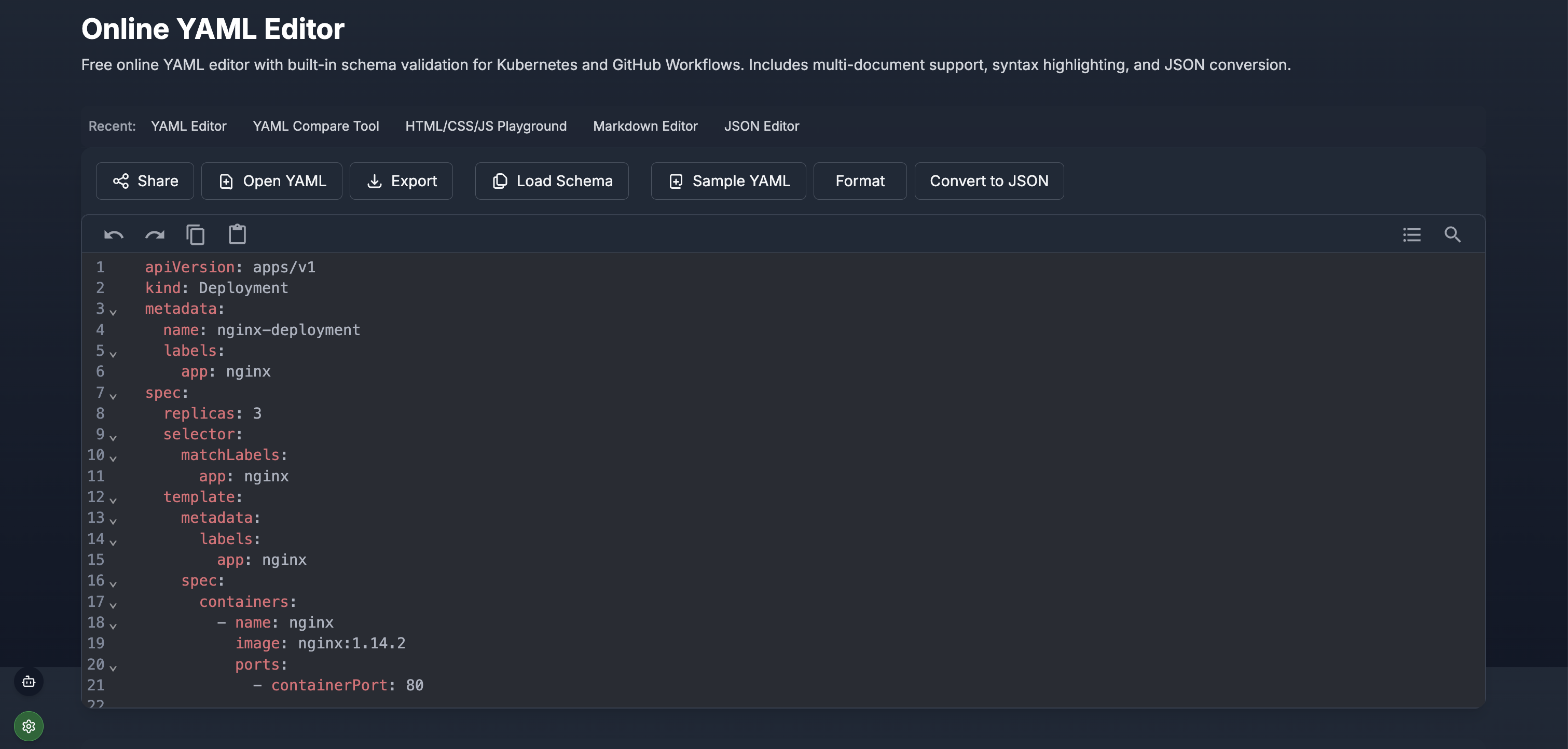 YAML Validator & Editor Online Free - Kubernetes & Docker Config ...